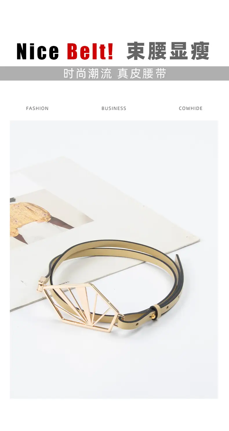 Black Geometric Gold Metal Belt for Women — feature 4