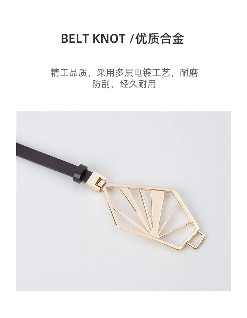 Black Geometric Gold Metal Belt for Women — feature 7
