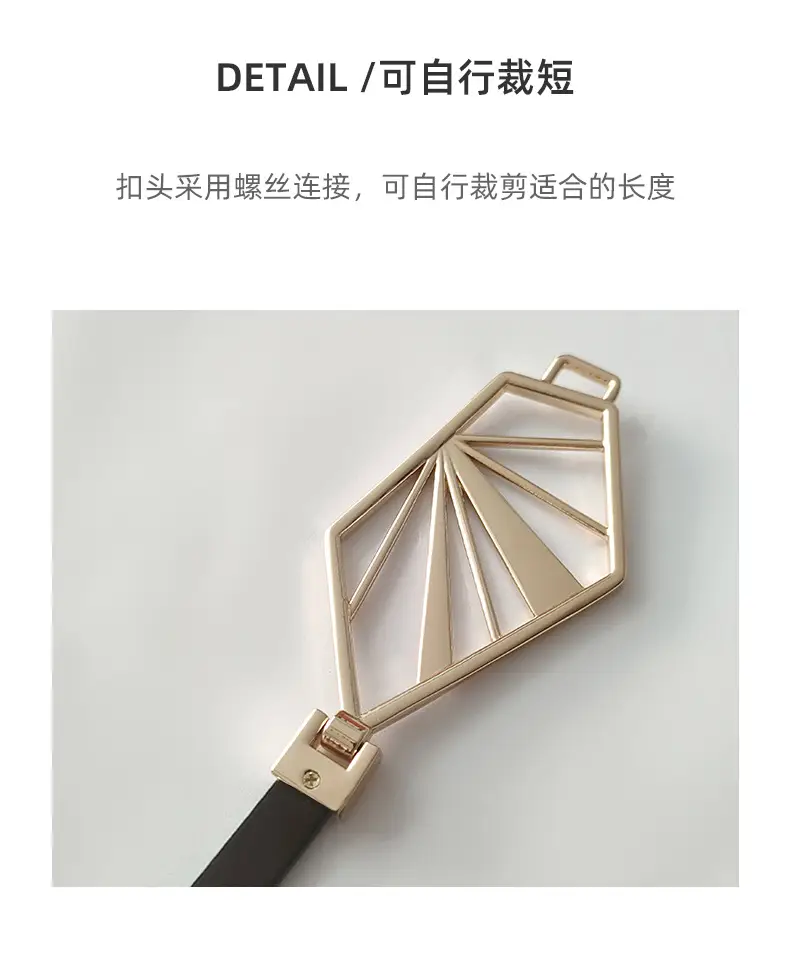 Black Geometric Gold Metal Belt for Women — feature 8
