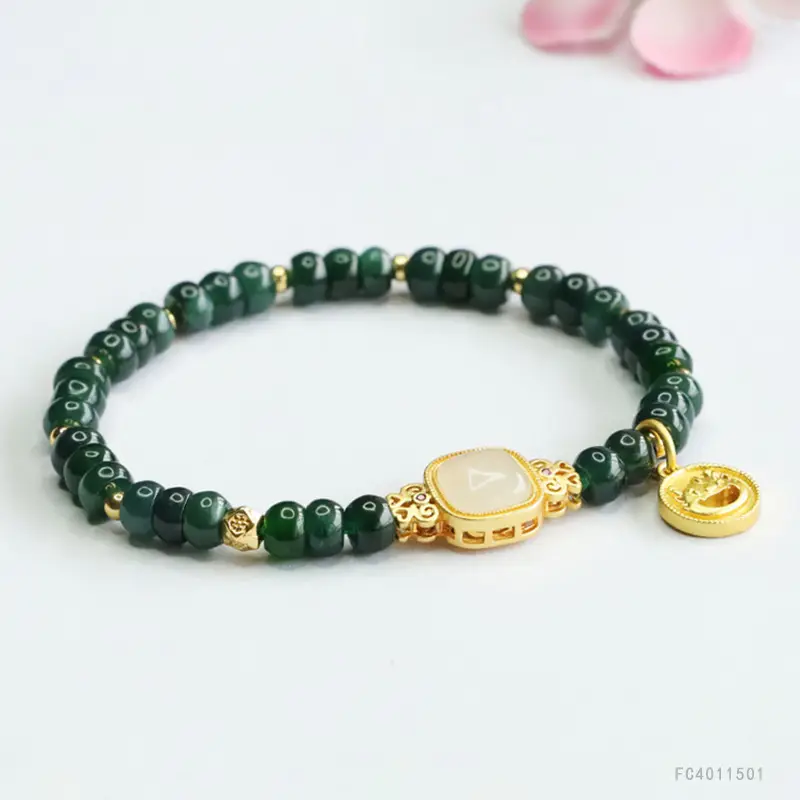 Guan Yu Jade Bracelet Blue Water Abacus Year Dragon - Image 3