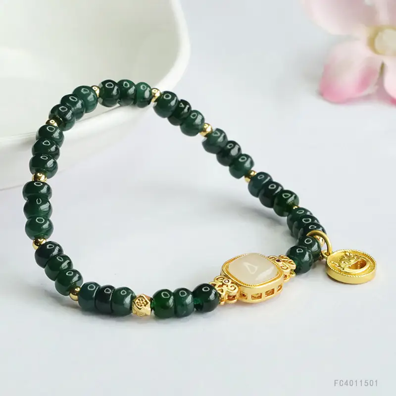 Guan Yu Jade Bracelet Blue Water Abacus Year Dragon - Image 4