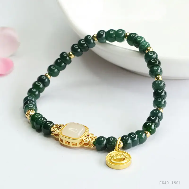 Guan Yu Jade Bracelet Blue Water Abacus Year Dragon - Image 5