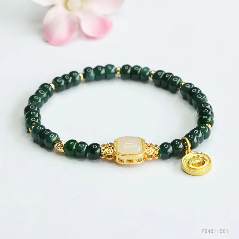 Guan Yu Jade Bracelet Blue Water Abacus Year Dragon — feature 4