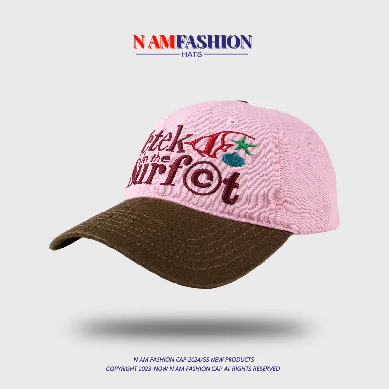 Pink American Retro Cap Women Sun-Proof Peaked Cap - Image 4