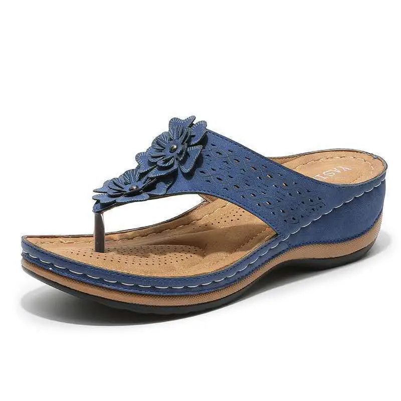 Outside Code Cross-border Summer Flip-flops Flower Platform Slippers plus size Casual Women's Rubber Sandals Flip-flops - Image 6