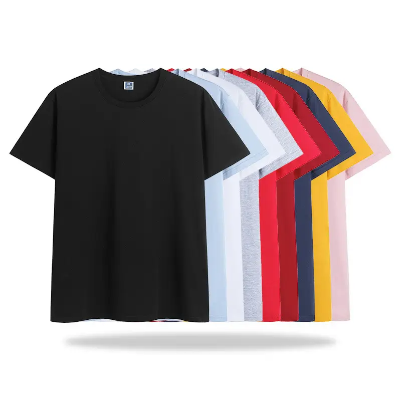 Men 200g Light Blue Round Neck T-Shirt Loose Fit - Image 9