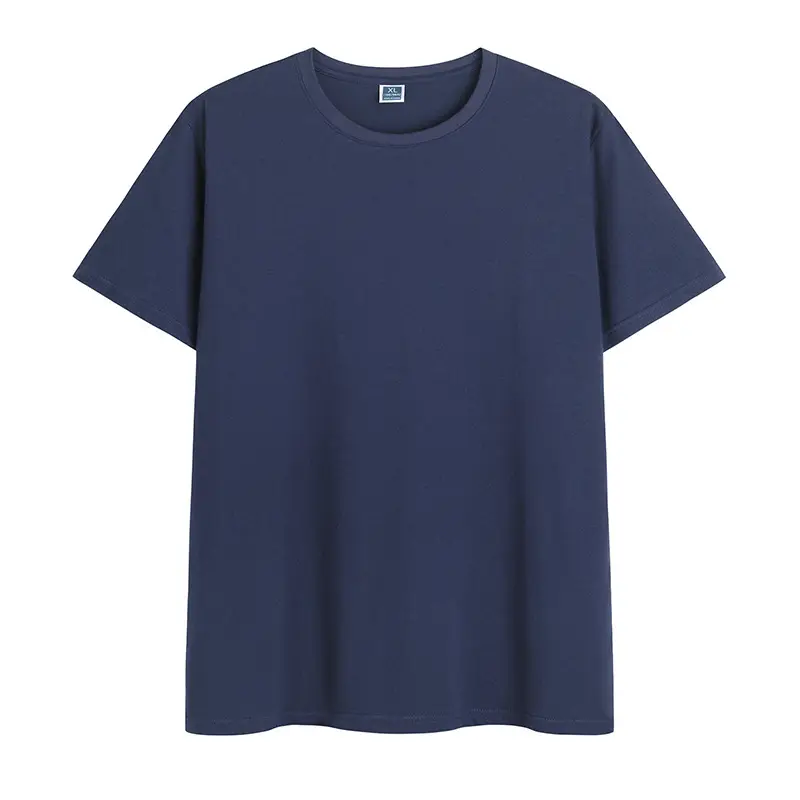 Men 200g Light Blue Round Neck T-Shirt Loose Fit - Image 5
