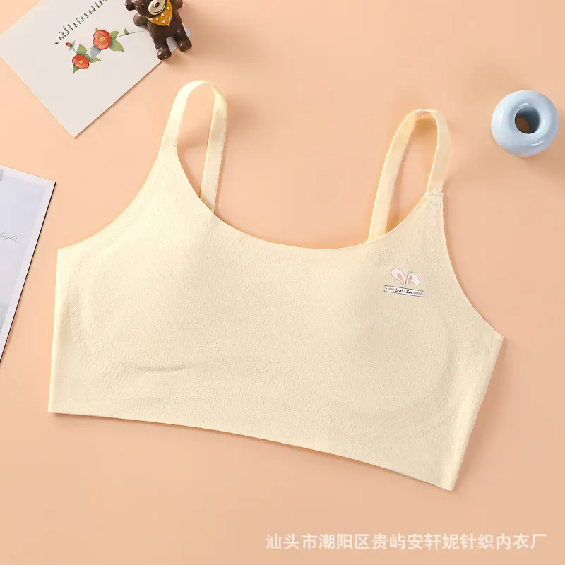 Girls' Intimates Development Period Primary School Students First and Second Stage Kidsren's Seamless Girl's Vest Sports Shock-Proof Bra Thin - Image 3