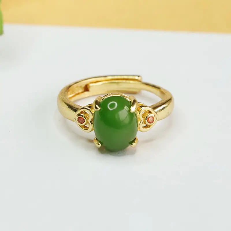 Green Jade Jasper Ring for Women Gold Plated — feature 7