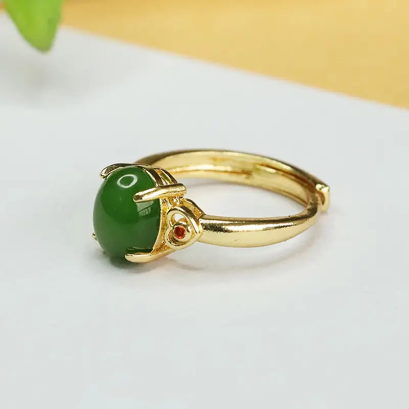 Green Jade Jasper Ring for Women Gold Plated — feature 9