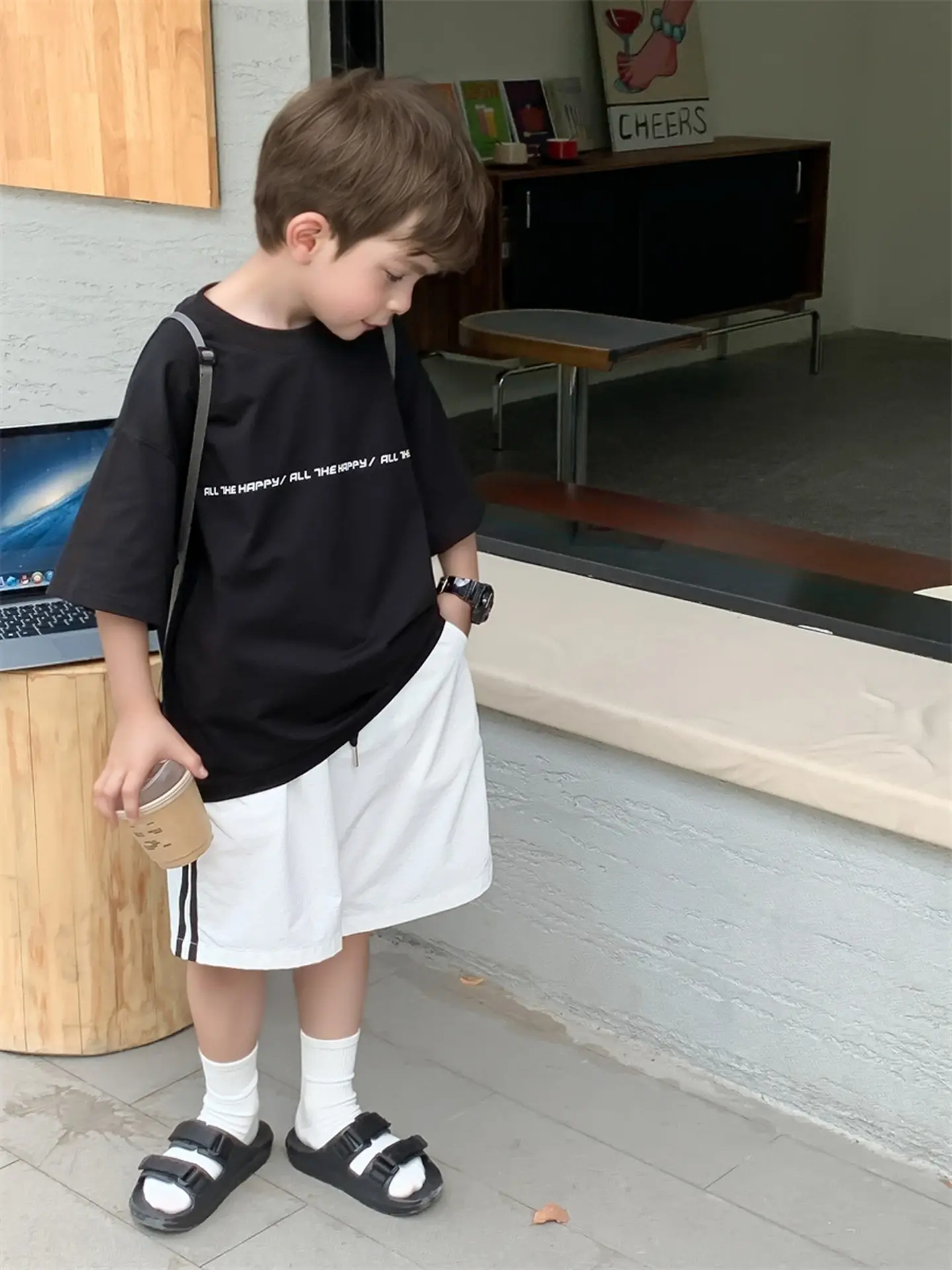 2024 Boys White Round Neck T-Shirt Summer Top - Image 7
