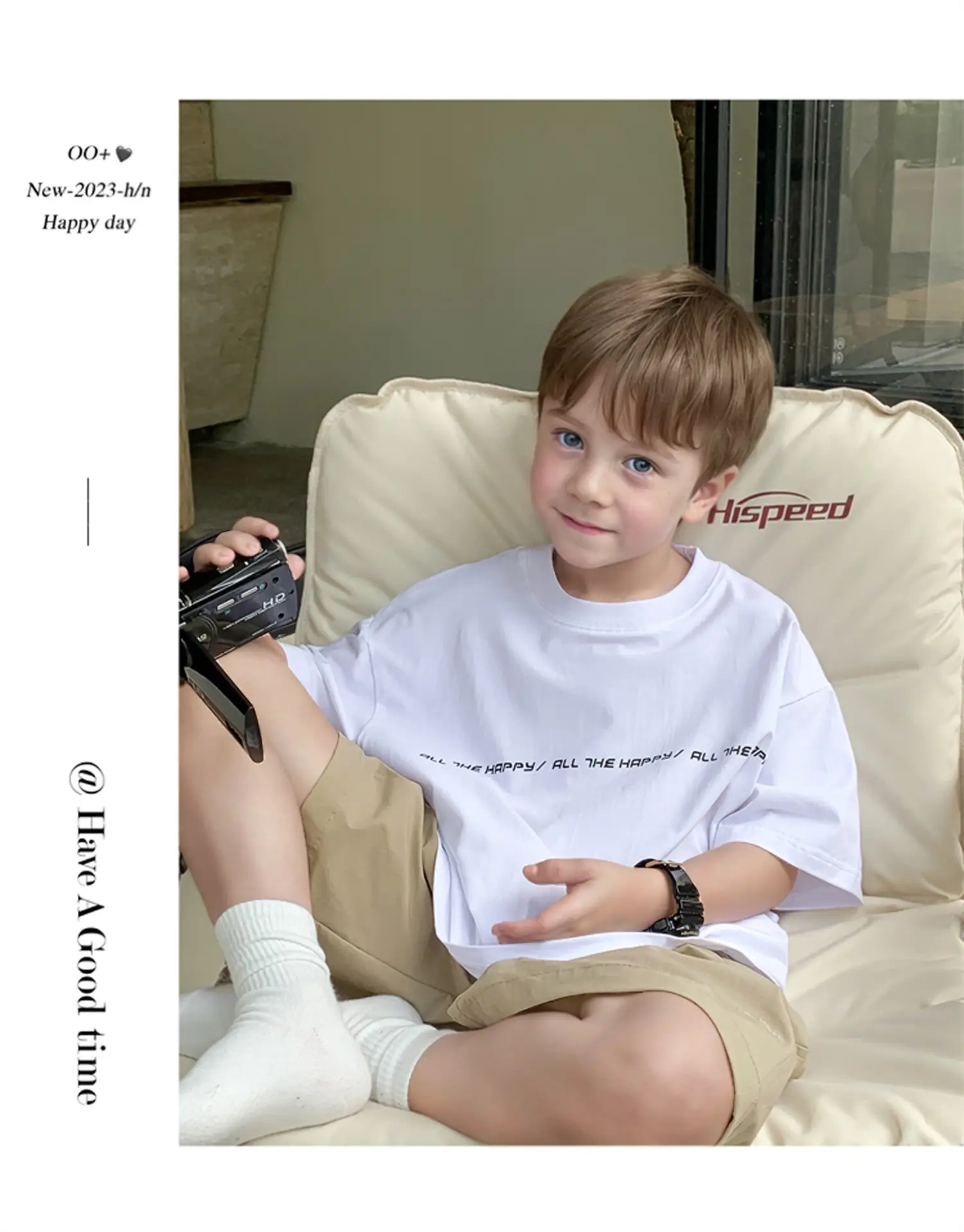 2024 Boys White Round Neck T-Shirt Summer Top — feature 15