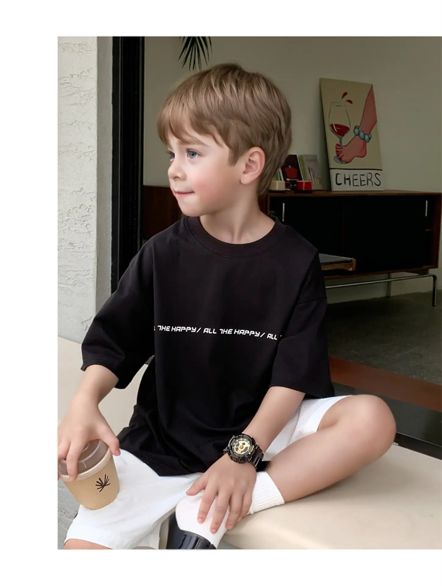2024 Boys White Round Neck T-Shirt Summer Top — feature 21