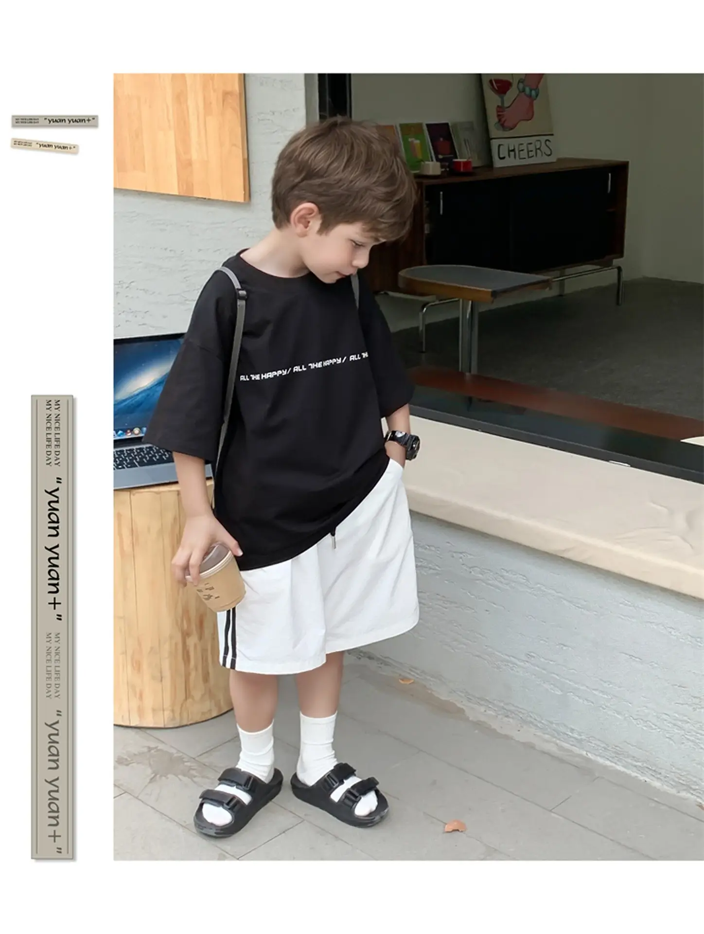 2024 Boys White Round Neck T-Shirt Summer Top — feature 23