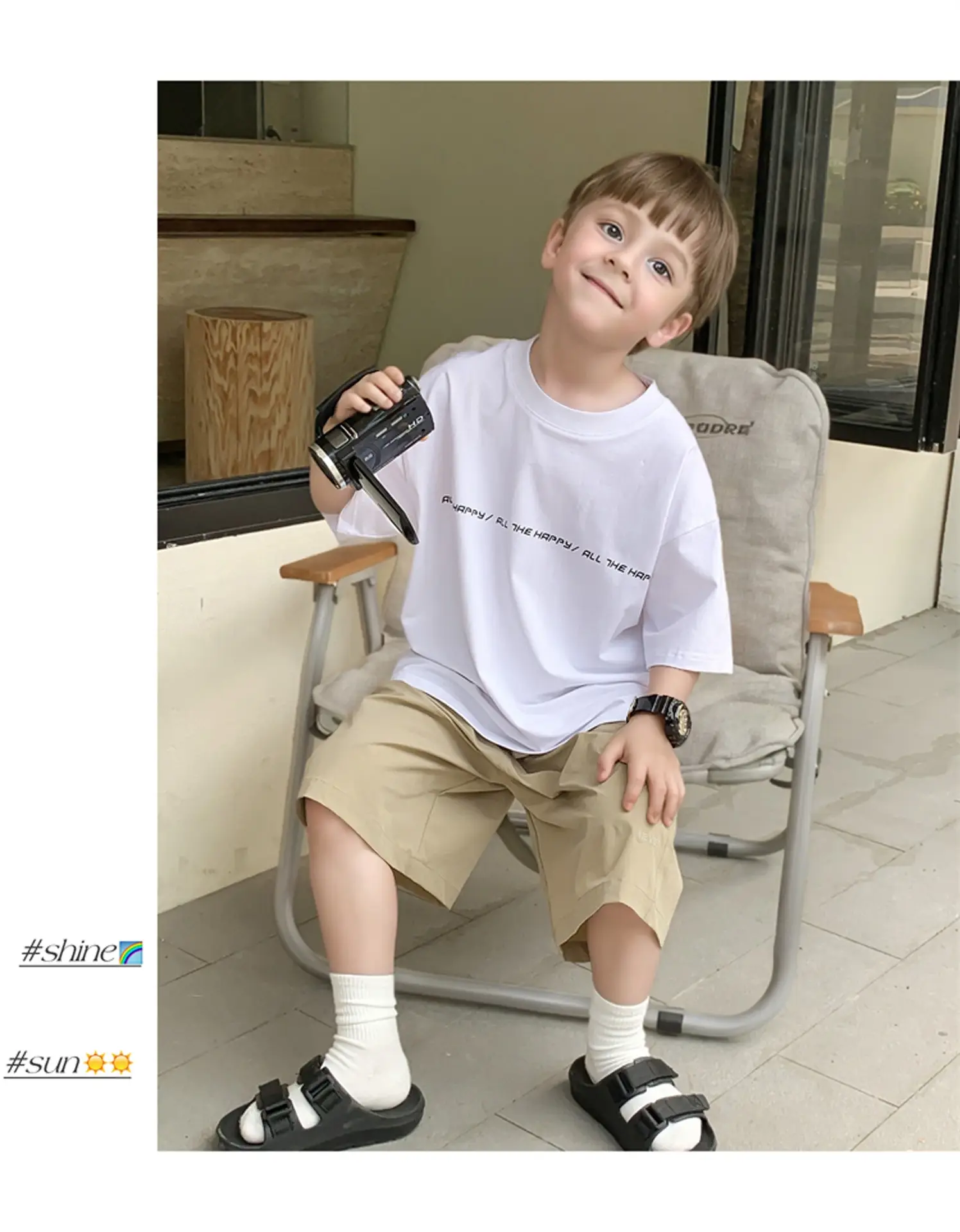 2024 Boys White Round Neck T-Shirt Summer Top — feature 29