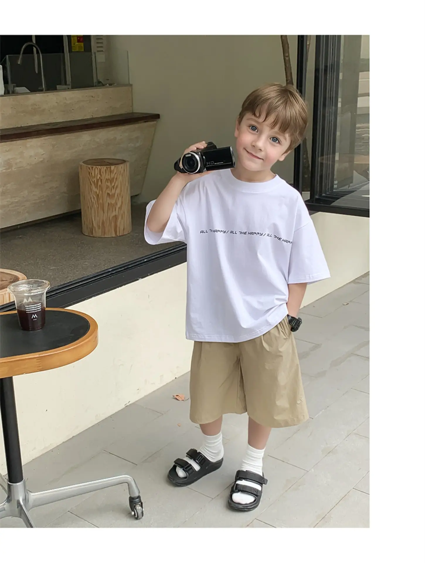 2024 Boys White Round Neck T-Shirt Summer Top — feature 31