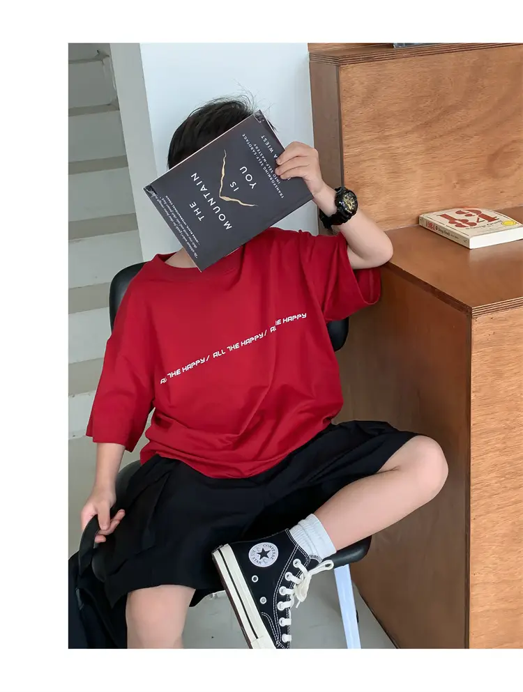 2024 Boys White Round Neck T-Shirt Summer Top — feature 40