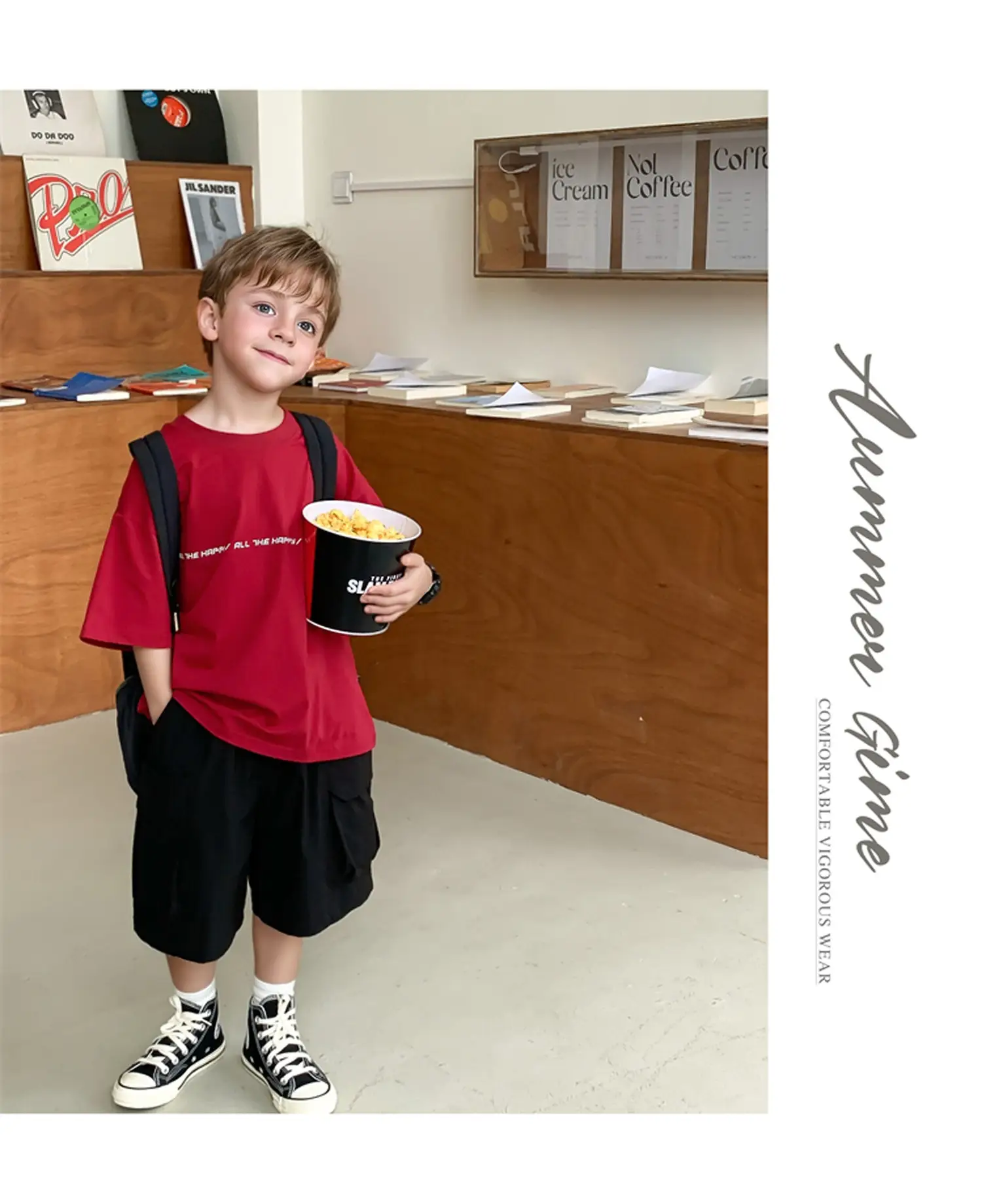 2024 Boys White Round Neck T-Shirt Summer Top — feature 41