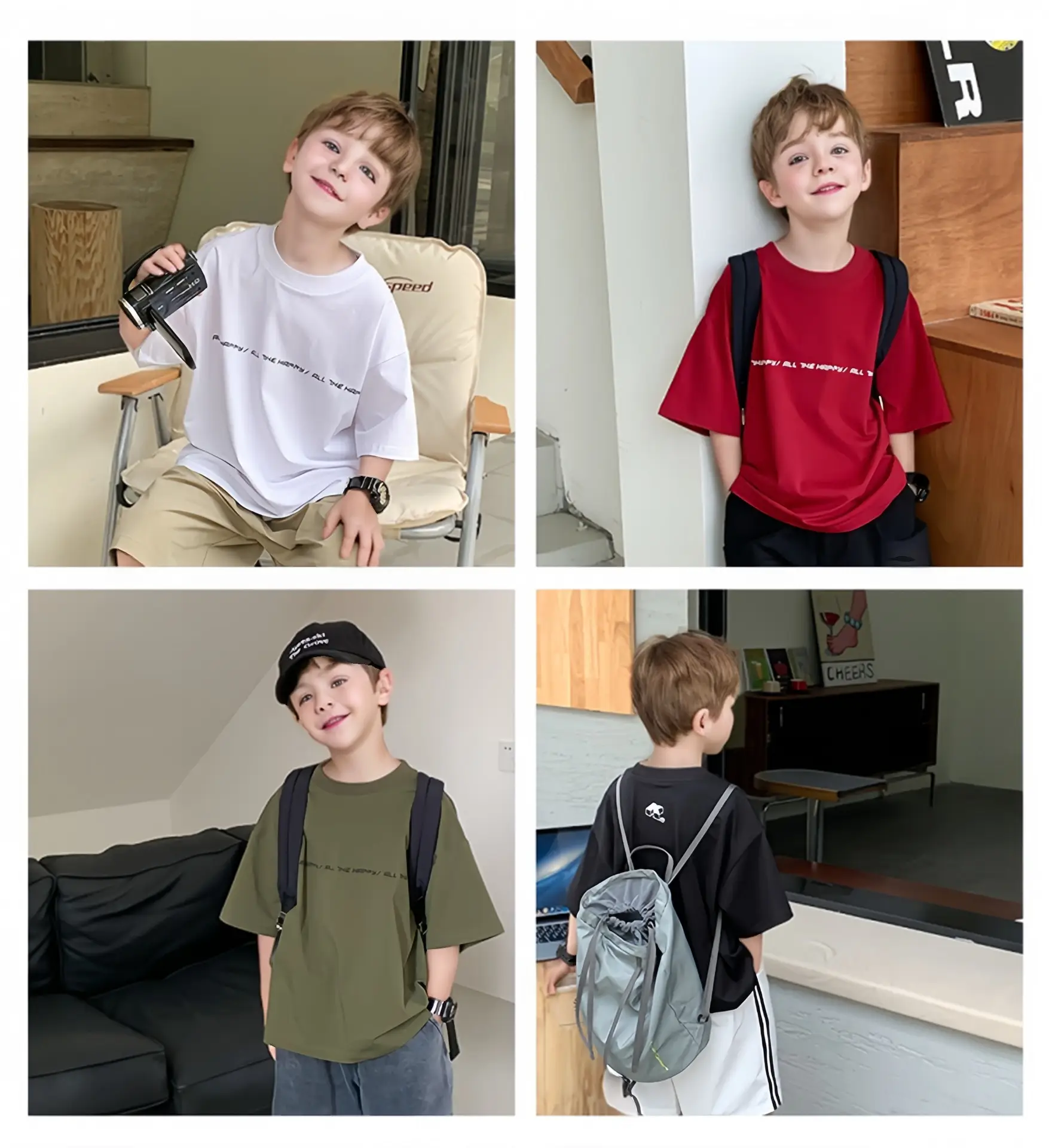 2024 Boys White Round Neck T-Shirt Summer Top — feature 5