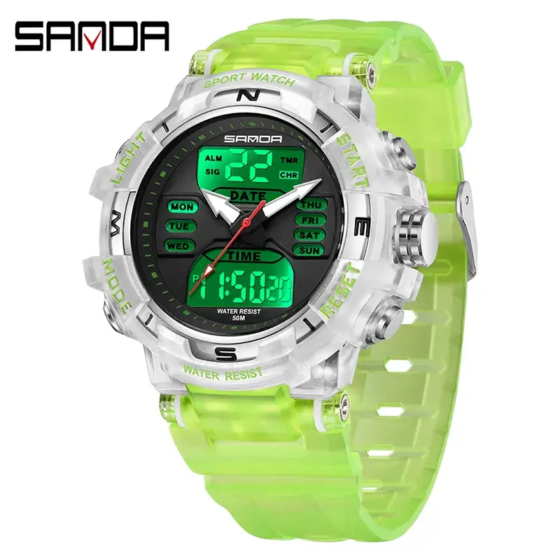 Sanda Black Digital Sport Watch for Men Women - Image 17