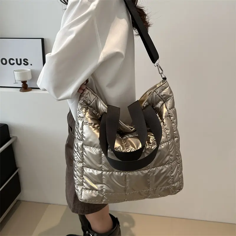 Women's Silver Puffer Shoulder Bag New 2024 - Image 7