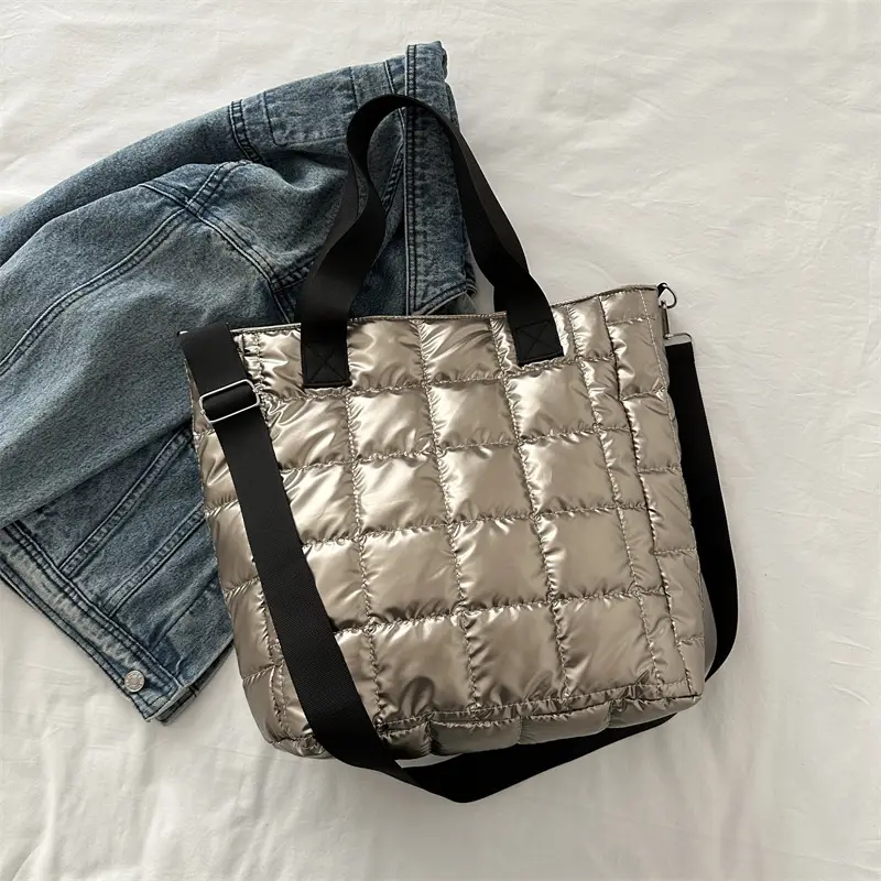 Women's Silver Puffer Shoulder Bag New 2024 - Image 3