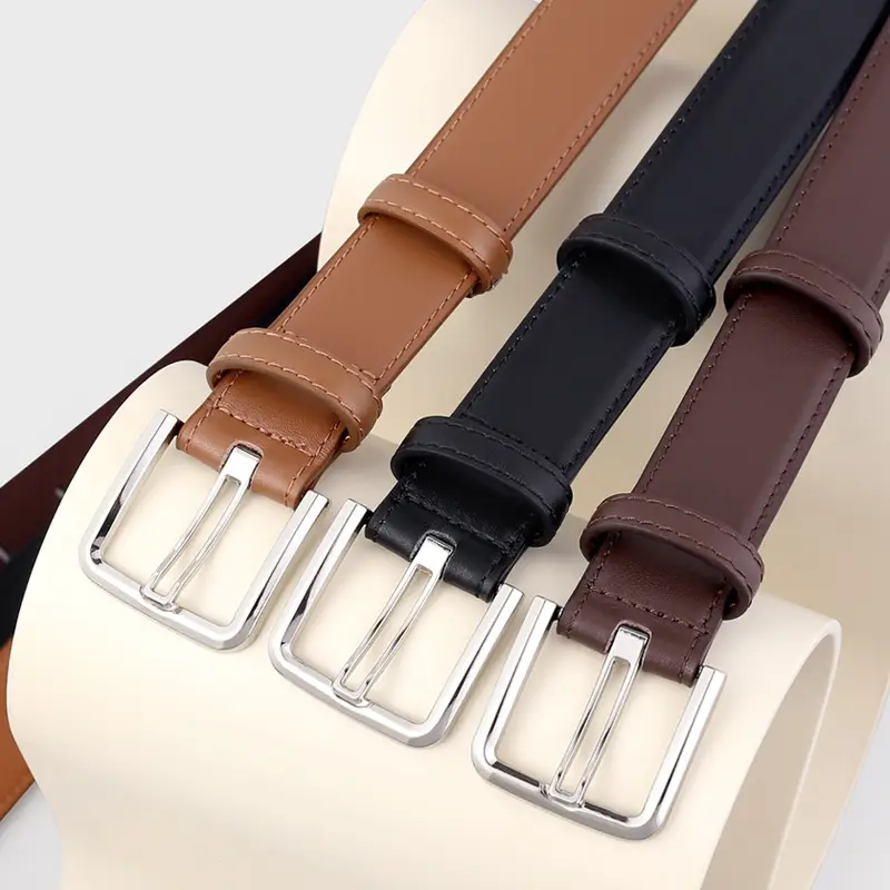 Women Cowhide Belt Black Buckle Adjustable - Image 5