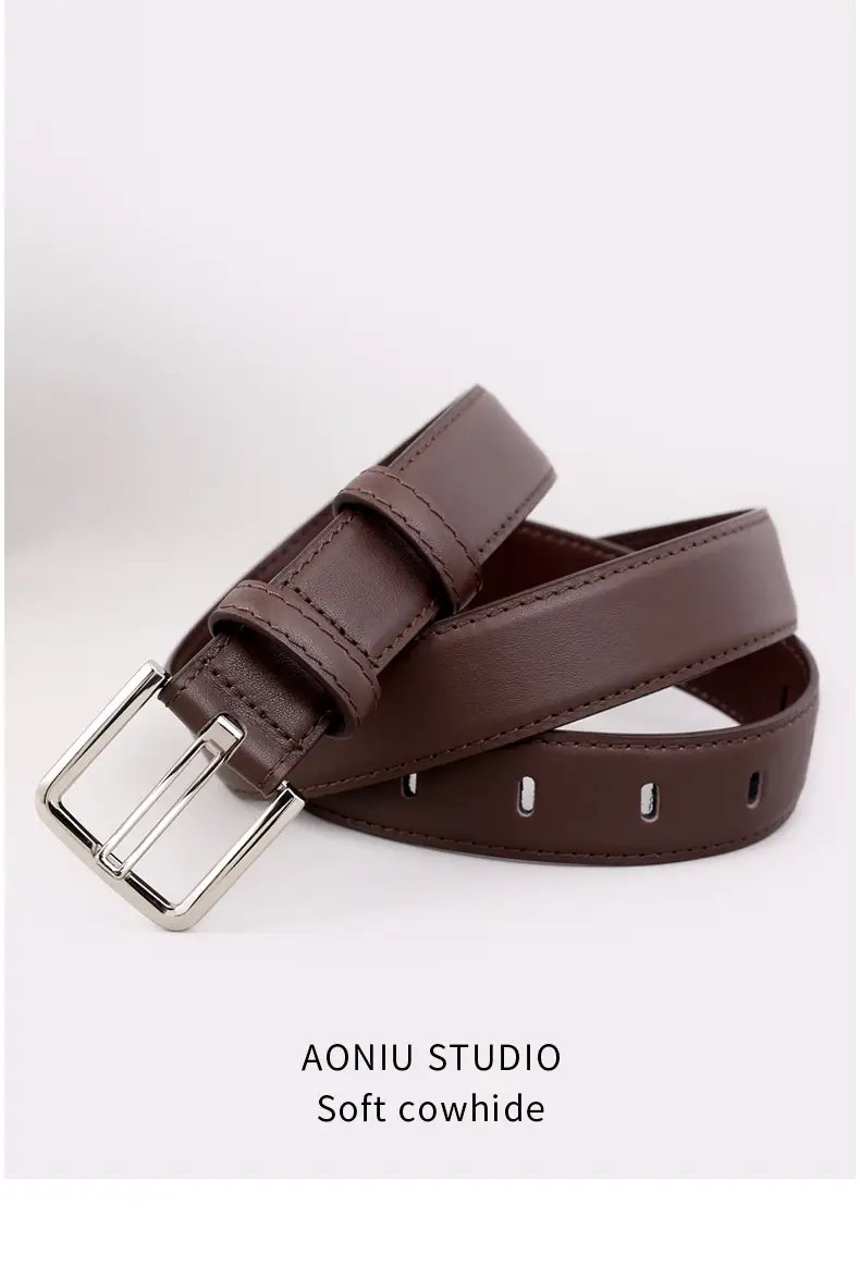 Women Cowhide Belt Black Buckle Adjustable — feature 13