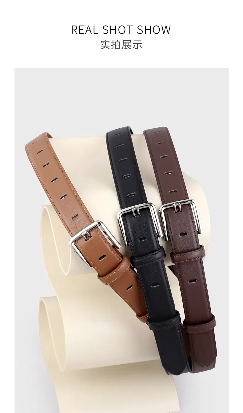 Women Cowhide Belt Black Buckle Adjustable — feature 14