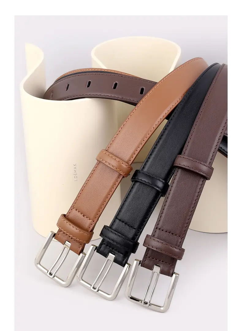 Women Cowhide Belt Black Buckle Adjustable — feature 15