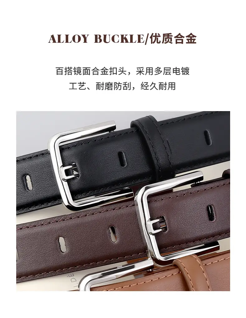 Women Cowhide Belt Black Buckle Adjustable — feature 6