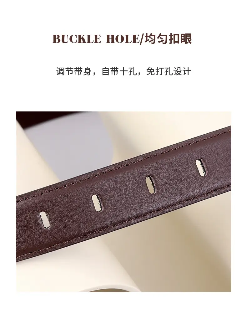 Women Cowhide Belt Black Buckle Adjustable — feature 9