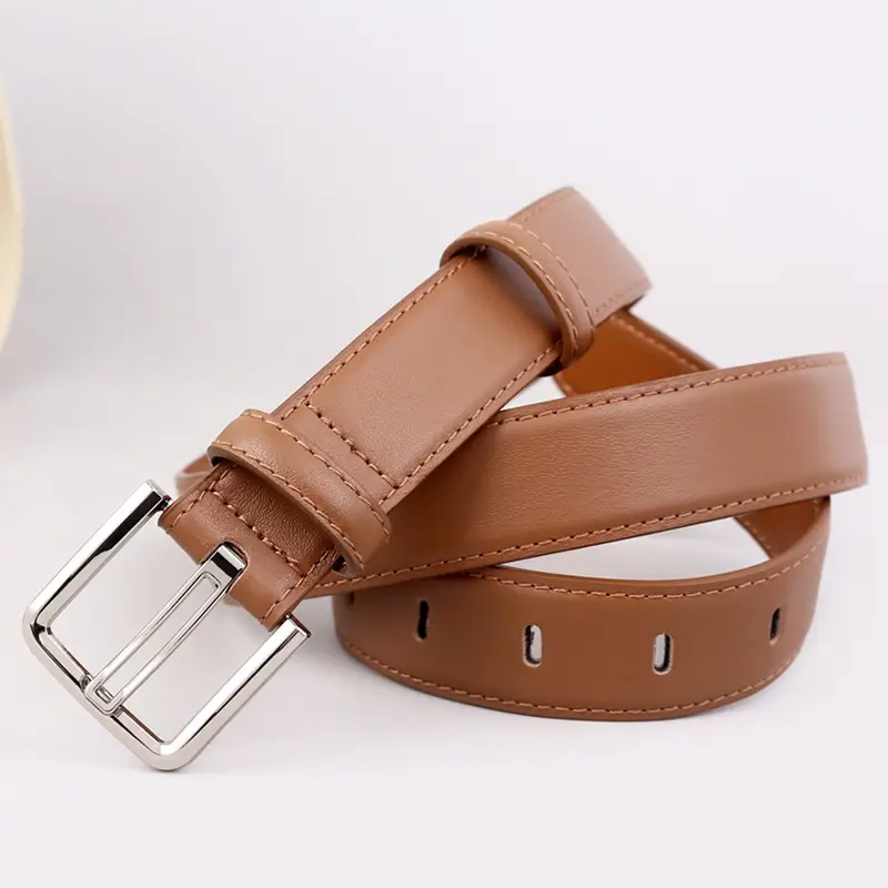 Women Cowhide Belt Black Buckle Adjustable - Image 2
