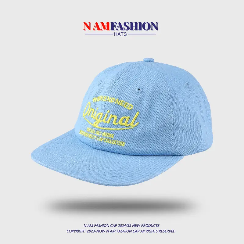 Light Blue Embroidered Letter Hat for Women — feature 1