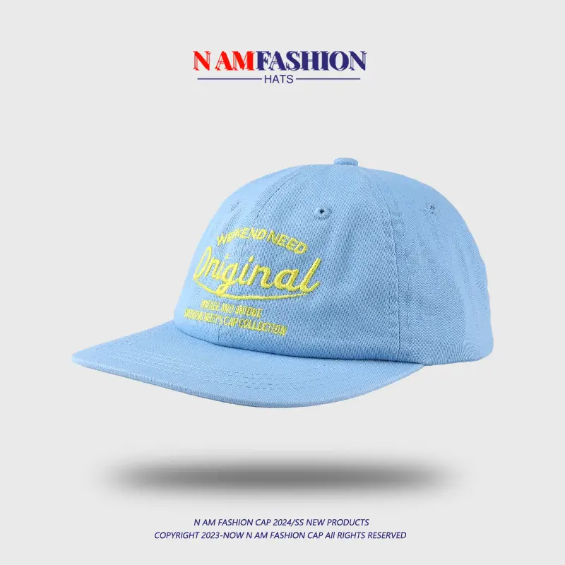 Light Blue Embroidered Letter Hat for Women — feature 2