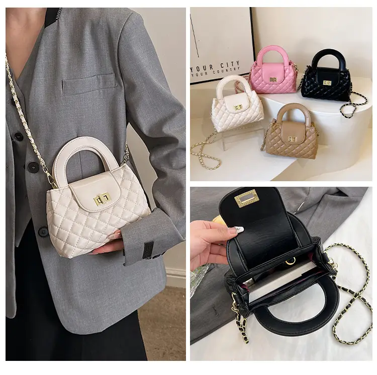 Black Embroidered Rhombus Chain Bag for Women — feature 16