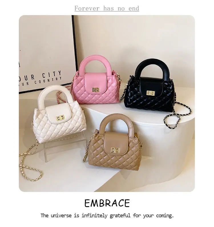 Black Embroidered Rhombus Chain Bag for Women — feature 17