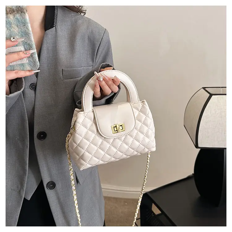Black Embroidered Rhombus Chain Bag for Women — feature 19
