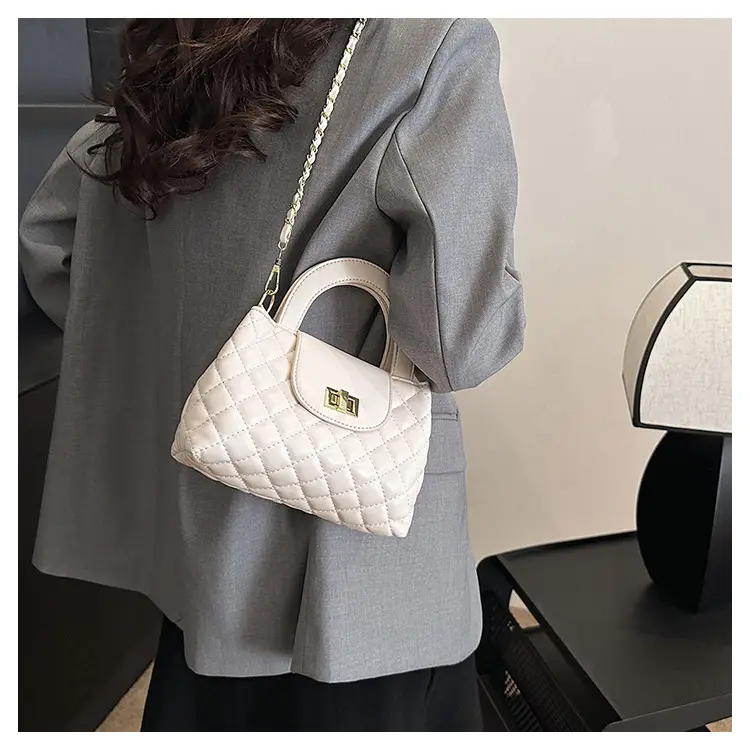 Black Embroidered Rhombus Chain Bag for Women — feature 20