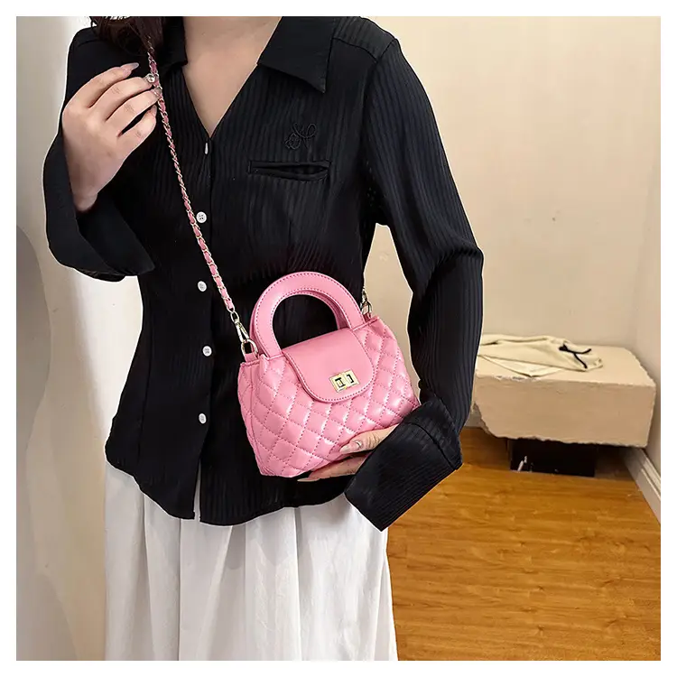 Black Embroidered Rhombus Chain Bag for Women — feature 23