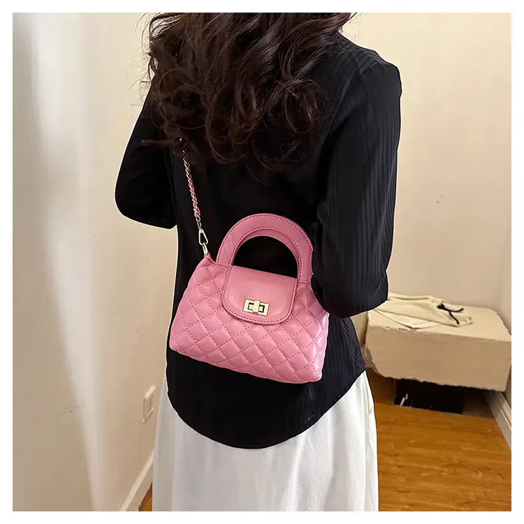 Black Embroidered Rhombus Chain Bag for Women — feature 24