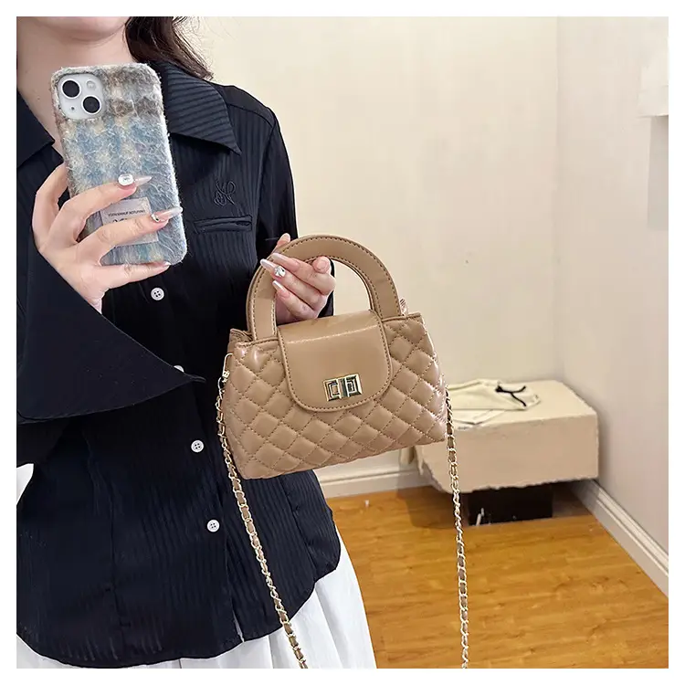 Black Embroidered Rhombus Chain Bag for Women — feature 25