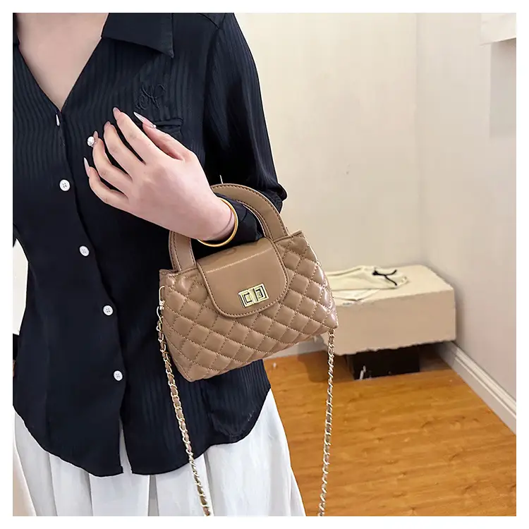 Black Embroidered Rhombus Chain Bag for Women — feature 26