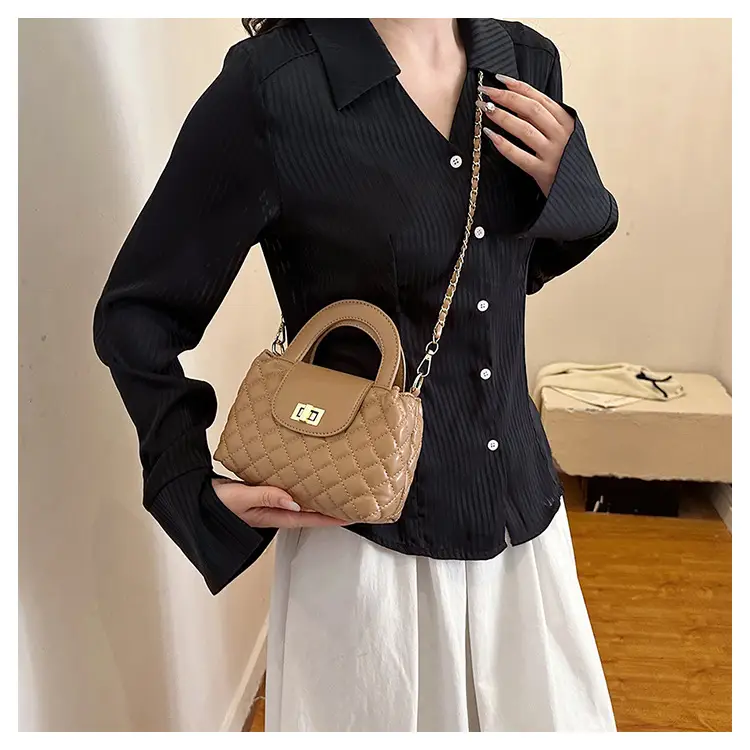 Black Embroidered Rhombus Chain Bag for Women — feature 27