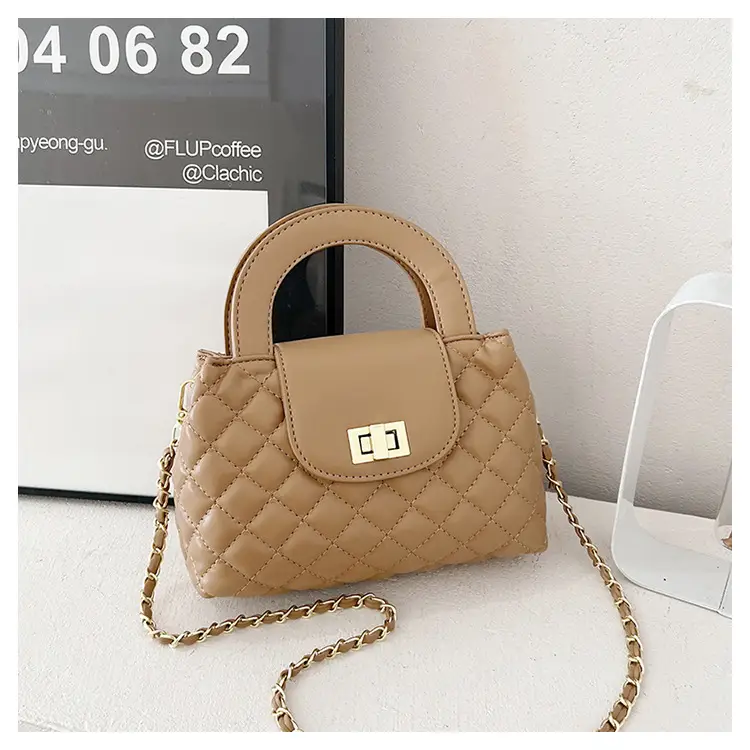 Black Embroidered Rhombus Chain Bag for Women - Image 4