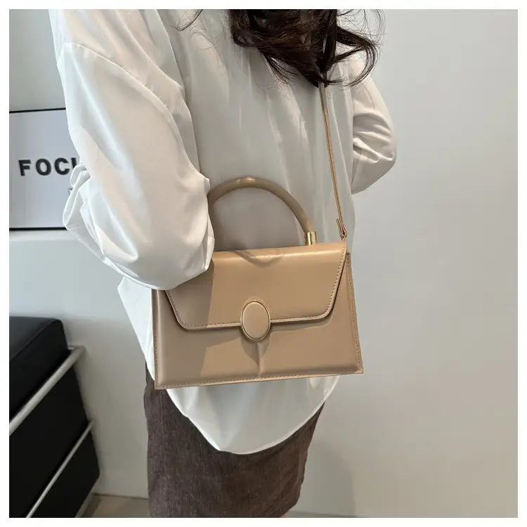 Women's 2024 Square PU Leather Crossbody Bag Beige - Image 9