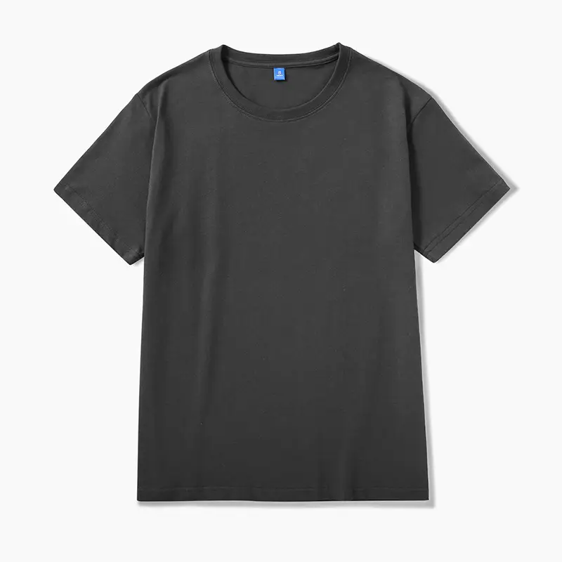 Men's 200g Pure Cotton Black T-Shirt Round Neck Short Sleeve