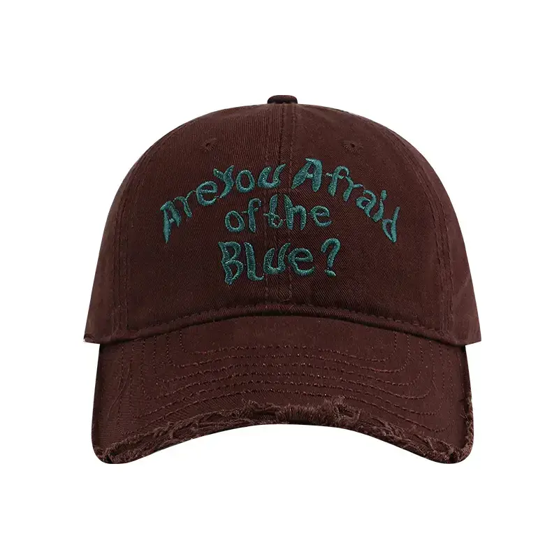 2024 Men Women Beige Ripped Baseball Cap "Are You Afraid of the Blue?" - Image 13