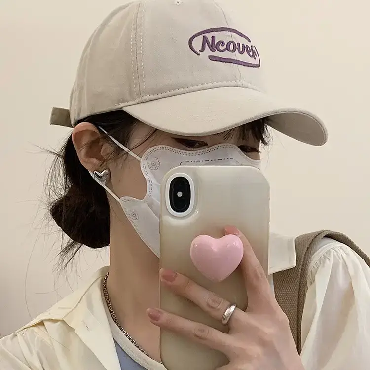 Neower Pink Embroidered Black Peak Cap