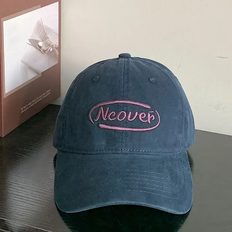 Neower Pink Embroidered Black Peak Cap